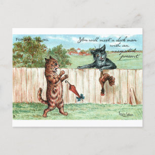 Cartão Postal Fortune contando Presente Inesperado de Louis Wain