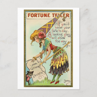 Cartão Postal Fortune Teller Vintage Halloween Love Greeting