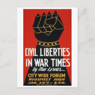 Cartão Postal Fórum das Liberdades Cívicas em Guerra WPA