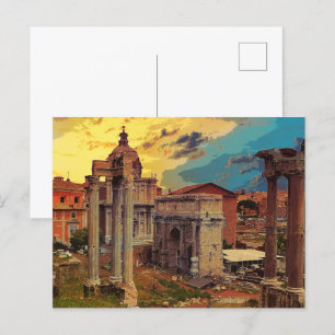Cartão Postal Fórum de Roma Arquitetura Românica Itália #2
