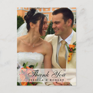 Cartão Postal Fosco foto de casamento personalizada preto obriga