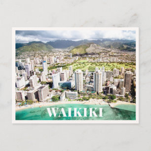 Cartão Postal Foto Aérea de Waikiki Centro de Hawaii Praia