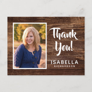 Cartão Postal Foto Agradecimento de Formatura   Madeira Rústica