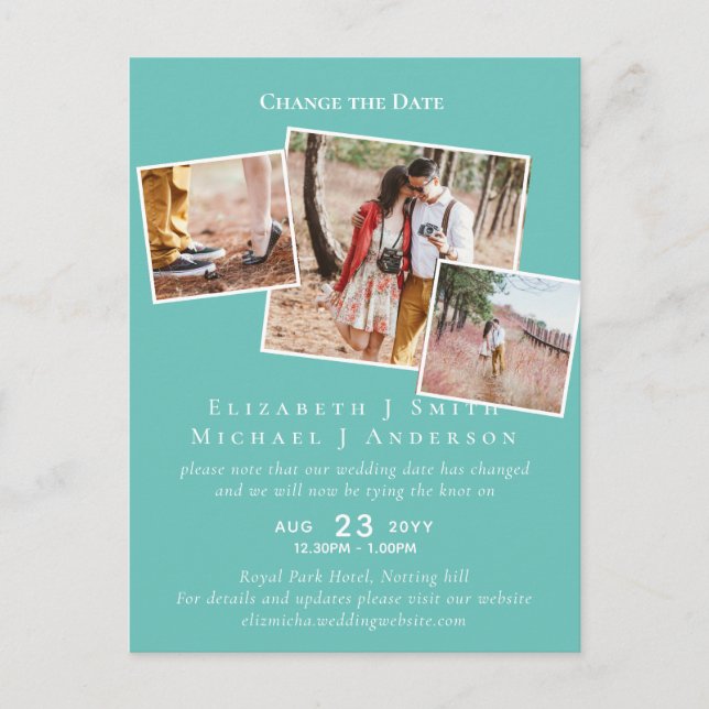 Cartão Postal FOTO Alterar os planos de data Adiando qualquer ev (Frente)