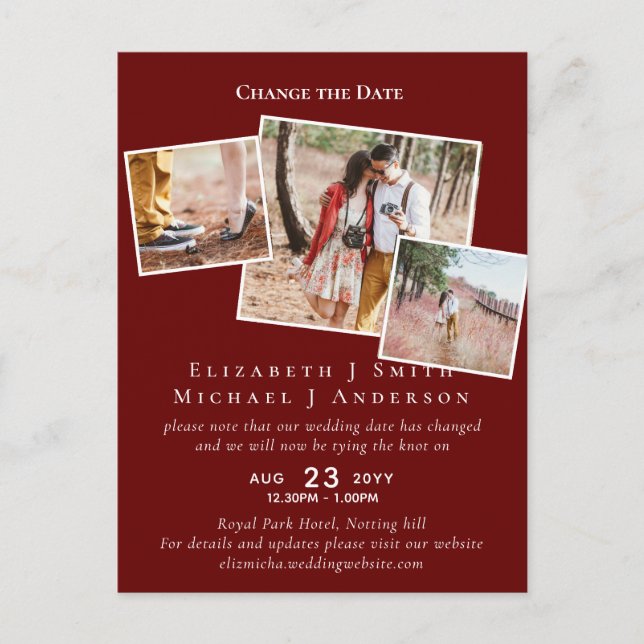 Cartão Postal FOTO Alterar os planos de data Adiando qualquer ev (Frente)