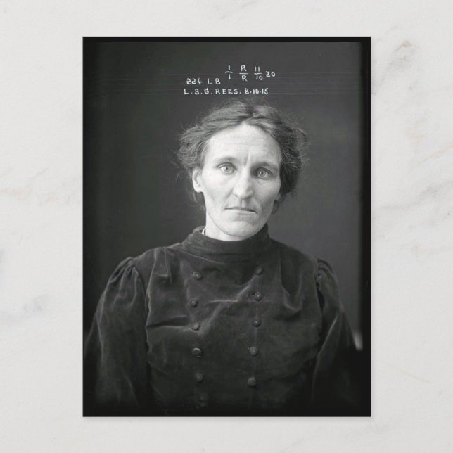 Cartão Postal Foto Antiga de Crime Criminal Mugshot Preto e Bran (Frente)