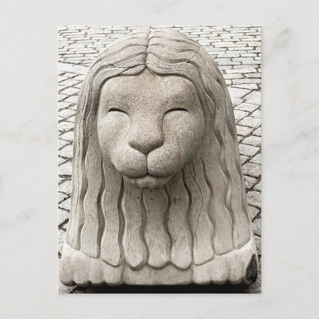 Cartão Postal Foto antiga de Santa Suecia Stone Lion Statu (Frente)