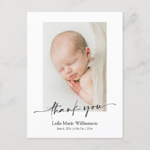 Cartão Postal Foto Anúncio de Nascimento de Novo Bebê Obrigado