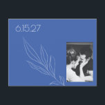 Cartão Postal Foto azul botânica minimalista Salvar a data<br><div class="desc">Mínima Moderna Arte Botânica Francesa Foto Azul Salva Cartão-Postal</div>