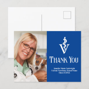 Cartão Postal Foto Azul de Veterinário Personalizada de Agradeci