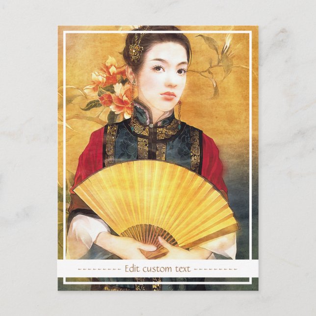 Cartão Postal Foto bonita vibrante de senhora chinesa oriental (Frente)