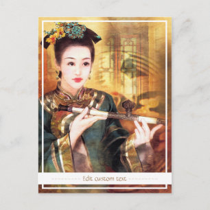 Cartão Postal Foto bonita vibrante de senhora chinesa oriental
