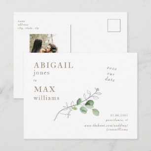 Cartão Postal Foto Botânica Branca Casamento Salve nossa Data II