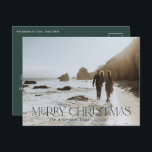 Cartão Postal Foto botânica verde-verde-azul<br><div class="desc">Feliz Natal,  moderno e elegante coloração aquosa seca botânica,  escória floral verde,  terracota e preto,  feriado 1 foto Cartão postal de Natal.</div>