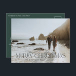 Cartão Postal Foto botânica verde-verde-azul<br><div class="desc">Feliz Natal,  moderno e elegante coloração aquosa seca botânica,  escória floral verde,  terracota e preto,  feriado 1 foto Cartão postal de Natal.</div>