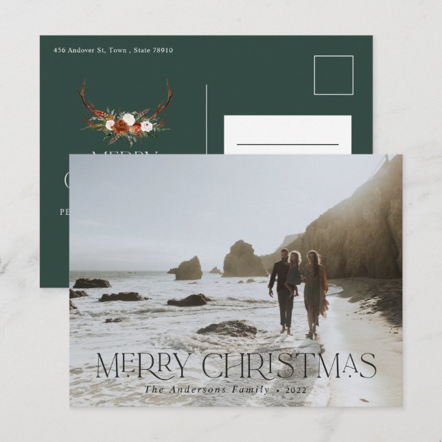 Cartão Postal Foto botânica verde-verde-azul (Frente/Verso)