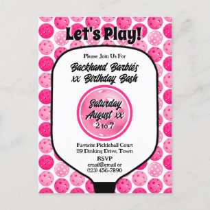 Cartão Postal Foto branca rosa-Festa de aniversário-de-picleball