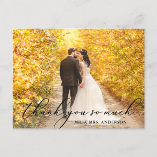 Cartão Postal Foto Casamento Elegante Caligrafia Bonita