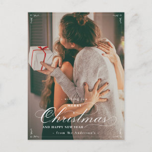 Cartão Postal Foto Clássica Feliz Posto de Feliz ano novo de Nat