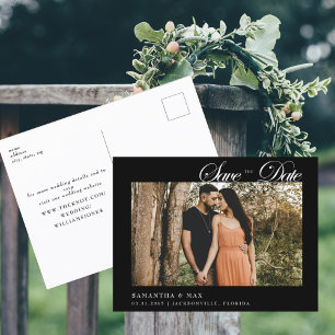 Cartão Postal Foto Clássica Negra Casamento Salva a Data