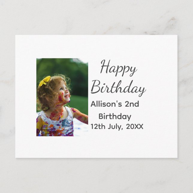 Cartão Postal Foto clássico moderno adicionar nome data feliz an (Frente)