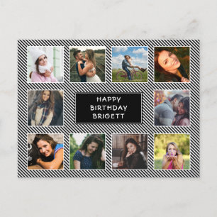 Cartão Postal Foto Colagem Preta e Branca Strike Aniversário