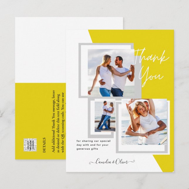 Cartão Postal Foto Collage OBRIGADO VOCÊ Casamento/Bebê/Formando (Frente/Verso)