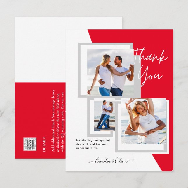 Cartão Postal Foto Collage OBRIGADO VOCÊ Casamento/Bebê/Formando (Frente/Verso)