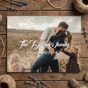 Cartão Postal Foto com Nome da Família Personalizado em Letra