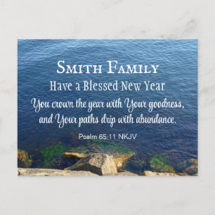 Cartão Postal Foto Cristã de Ano Novo no Oceano Azul Profundo