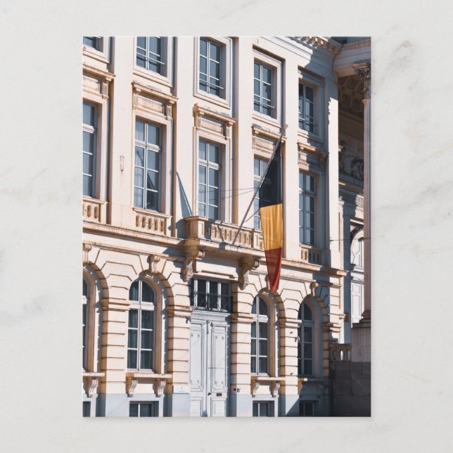 Cartão Postal foto da bandeira da Bélgica em Bruxelas (Frente)