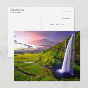 Cartão Postal Foto da Cachoeira Islandesa Verde Natureza