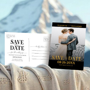 Cartão Postal Foto da Caligrafia Gold Salve a Data