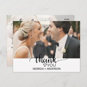 Cartão Postal Foto da Caligrafia Simples Preta Obrigado