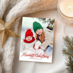 Cartão Postal Foto da Caligrafia Vermelha Foto do Natal Mais Fel