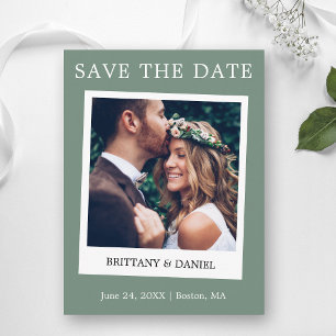 Cartão Postal Foto da Câmera Instantânea Save The Date Verde Sál