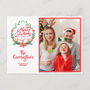 Cartão Postal Foto da Coroa de Natal de Férias Feliz Ano