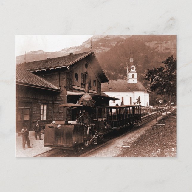 Cartão Postal Foto da estação de trem antiquada Rigi (Frente)
