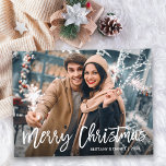 Cartão Postal Foto da Estrela de Natal do Script de Pincel Moder<br><div class="desc">Cartão-postal da Estrela de Natal Merry Brusn</div>