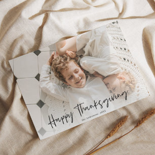 Cartão Postal Foto da família   Ação de Graças Feliz