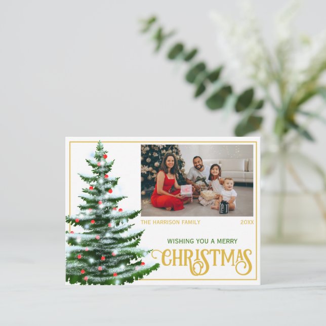 Cartão Postal Foto da família da árvore de Natal Férias (Em pé/Frente)