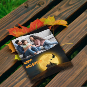 Cartão Postal Foto da família das bruxas de abóbora de casa asso