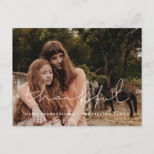 Cartão Postal Foto da família de Ação de Graças Minimalista e ag