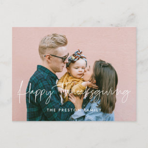 Cartão Postal Foto da família de Feliz Ação de Graças, minim