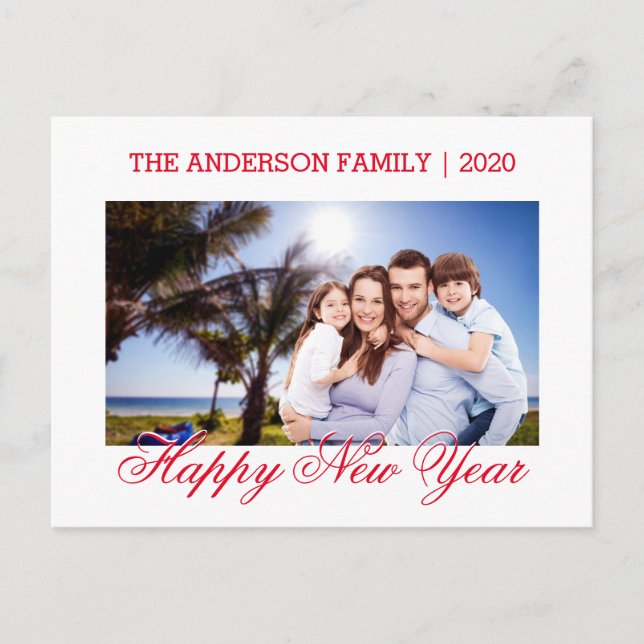 Cartão Postal Foto da família de felizes anos novos (Frente)