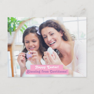 Cartão Postal Foto da família de Felzs pascoa Elegante moderna