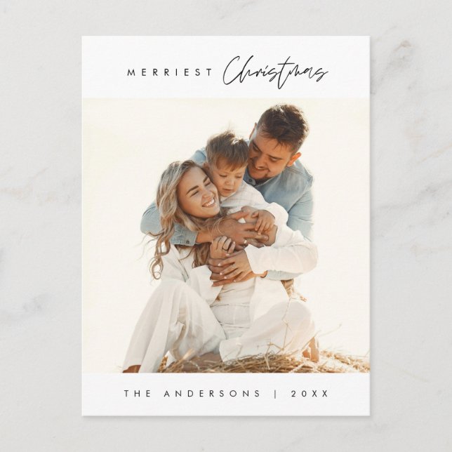 Cartão Postal Foto da família de Natal mais feliz, contemporânea (Frente)