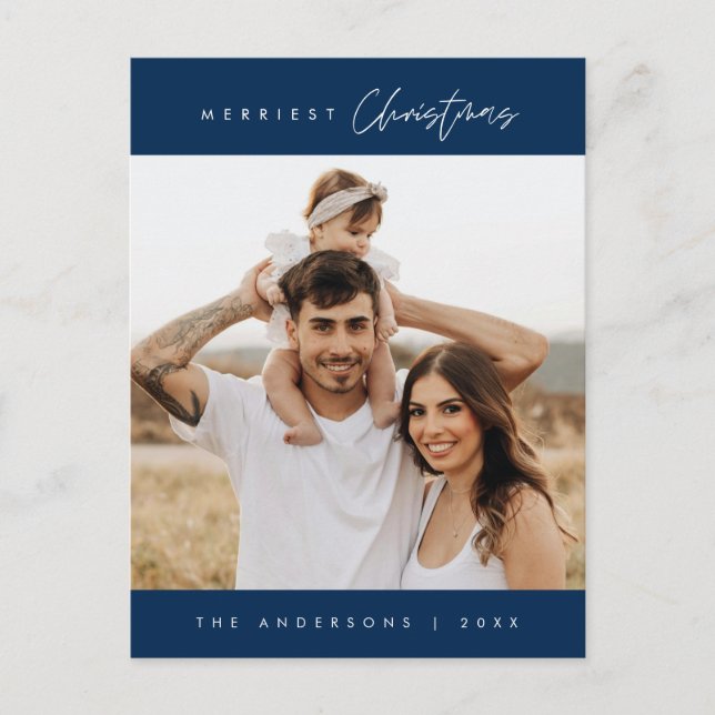 Cartão Postal Foto da família de Natal mais feliz, Cozy moderno (Frente)