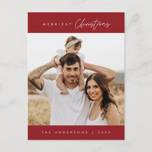 Cartão Postal Foto da família de Natal mais feliz, Cozy moderno (Frente)