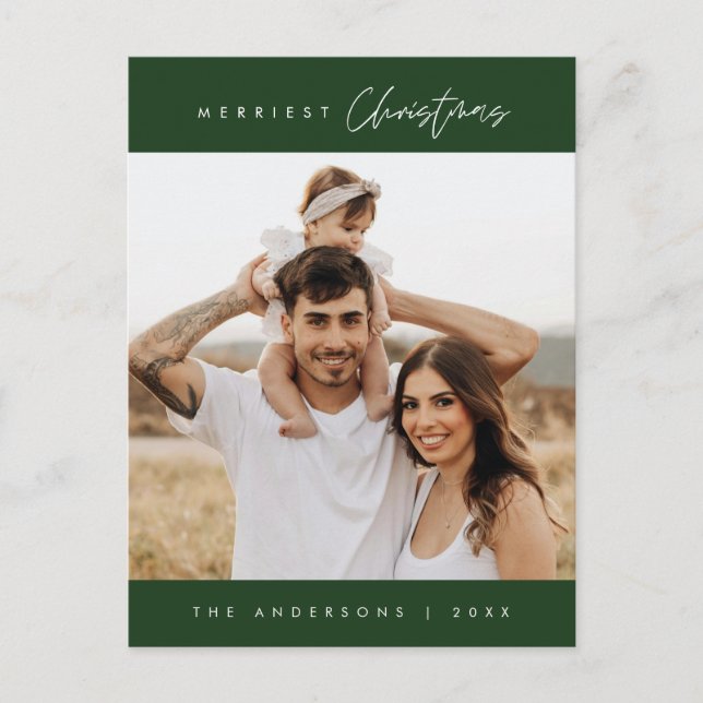 Cartão Postal Foto da família de Natal mais feliz, Cozy moderno (Frente)